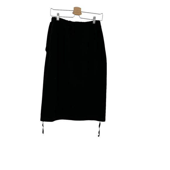 Adeptt Adira Skirt Asymmetric‎ Pencil Drawstring Midi Cotton Black Size Large - Picture 9 of 14